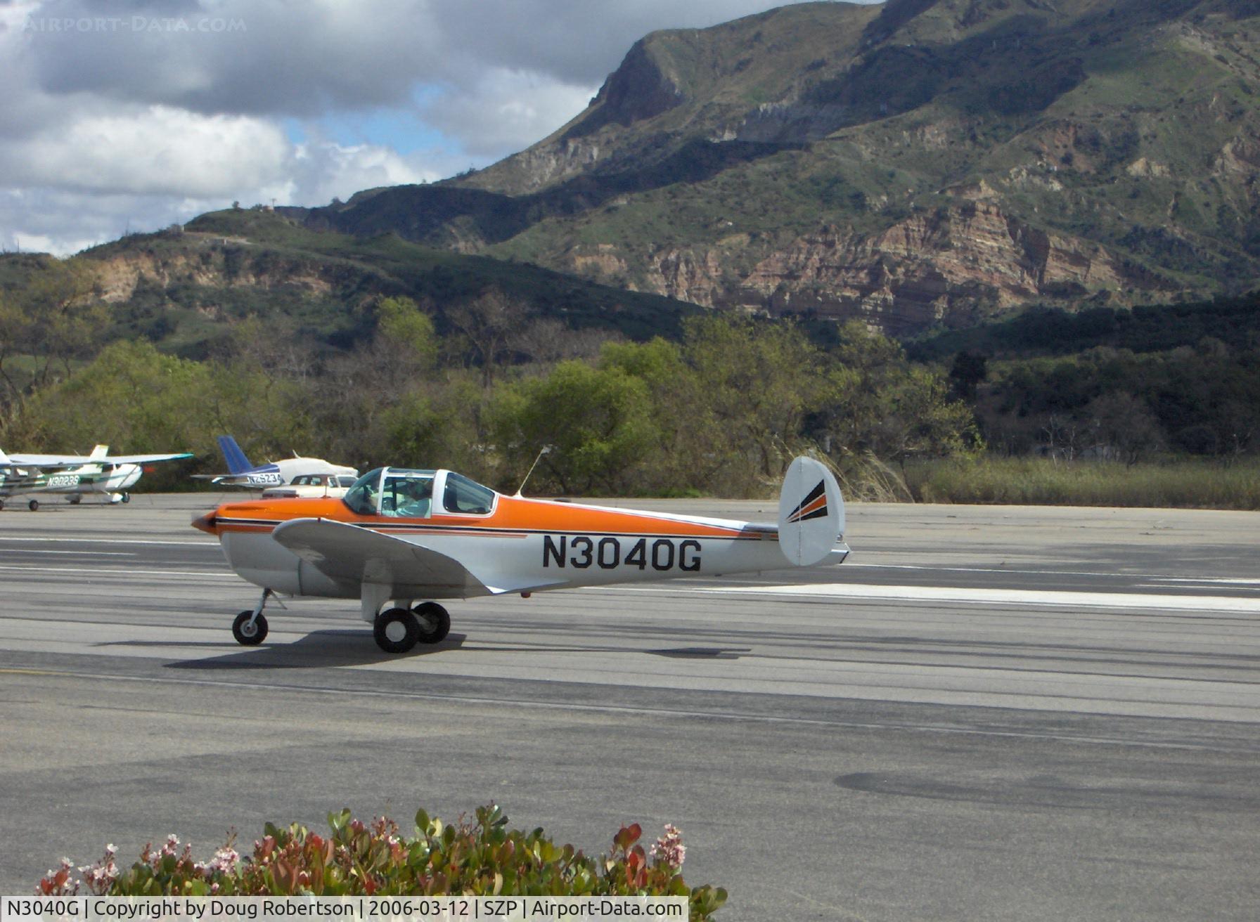 N3040G, 1961 Forney F-1A Aircoupe C/N 5740, 1961 Forney Fornaire F-1A AIRCOUPE, Continental C90-12, 95 Hp for takeoff, taxi to refuel