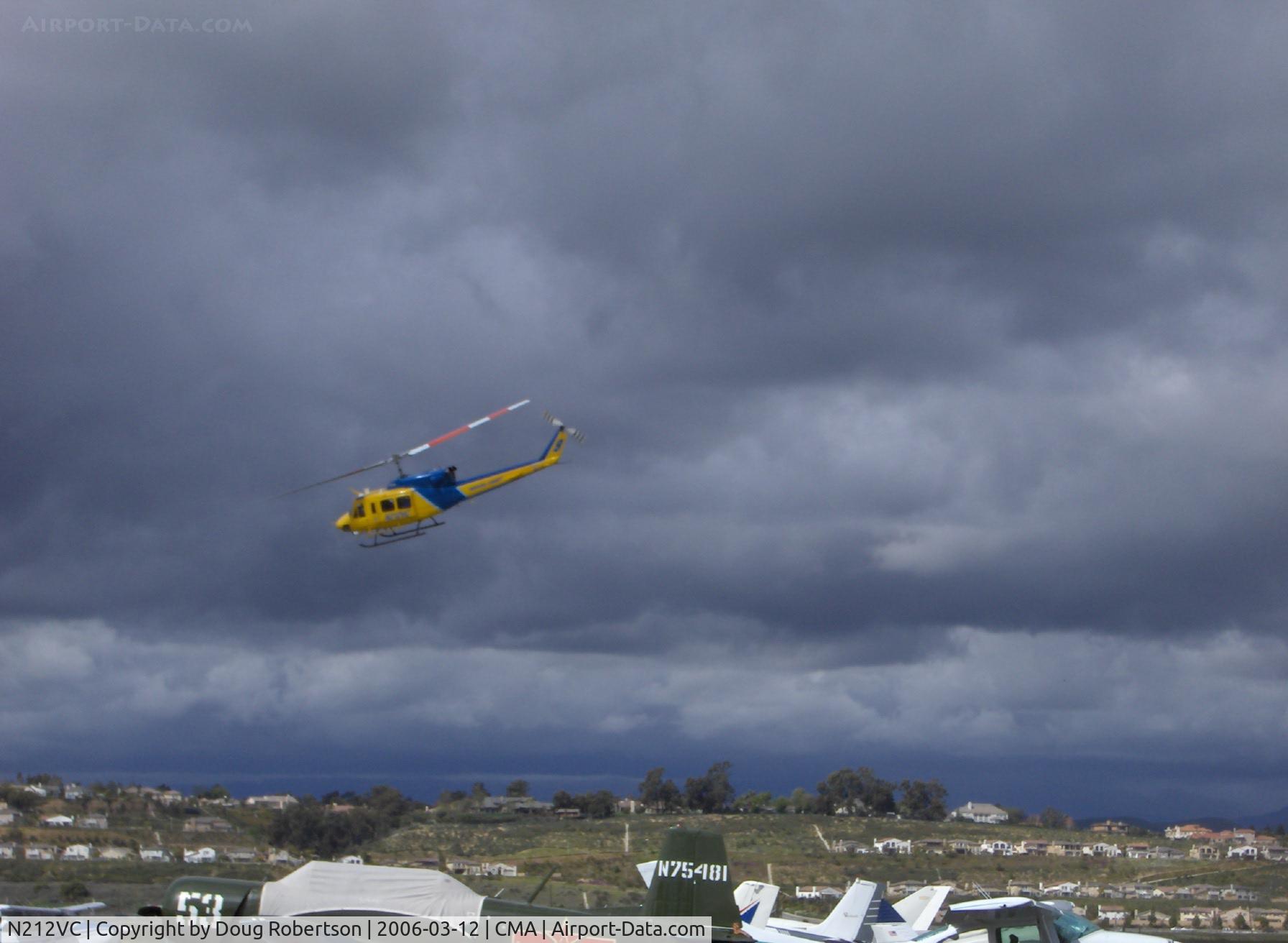 N212VC, 1975 Bell 212 C/N 30693, 1975 Bell 212 TWIN-TWO-TWELVE, P&W (Canada) PT6T-3 Twin-pac coupled free-turbine turboshaft 1,800 shp, takeoff climbout in crappy weather