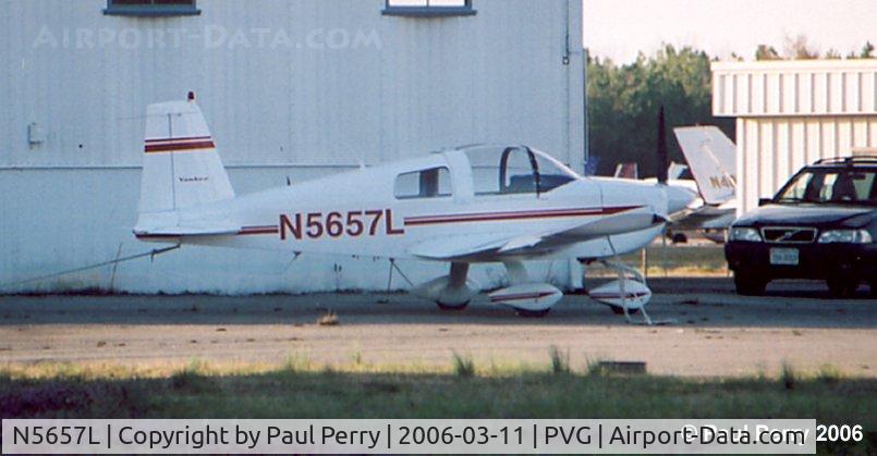 N5657L, 1969 American AA-1 Yankee C/N AA1-0057, Parked with two other birds as sunset approaches