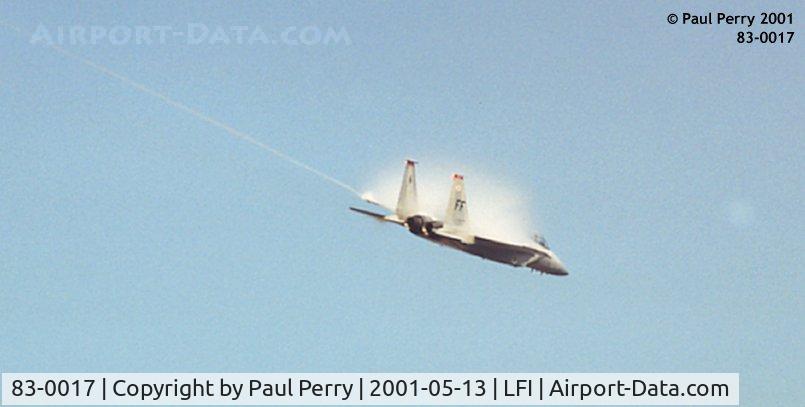 83-0017, 1983 McDonnell Douglas F-15C Eagle C/N 0864/C277, If you can see the exhausts, you'll note the burners aren't even lit, and look at the vapor!  Lots of Gs