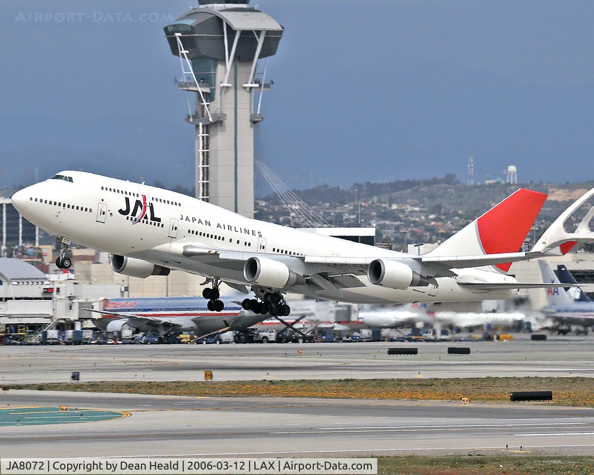 JA8072, 1990 Boeing 747-446 C/N 24424, Japan Airlines JA8072 (Boeing 747-446) - FLT JAL69 - departing LAX RWY 25R enroute to Kansai International Airport (KJBB) - Osaka, Japan.