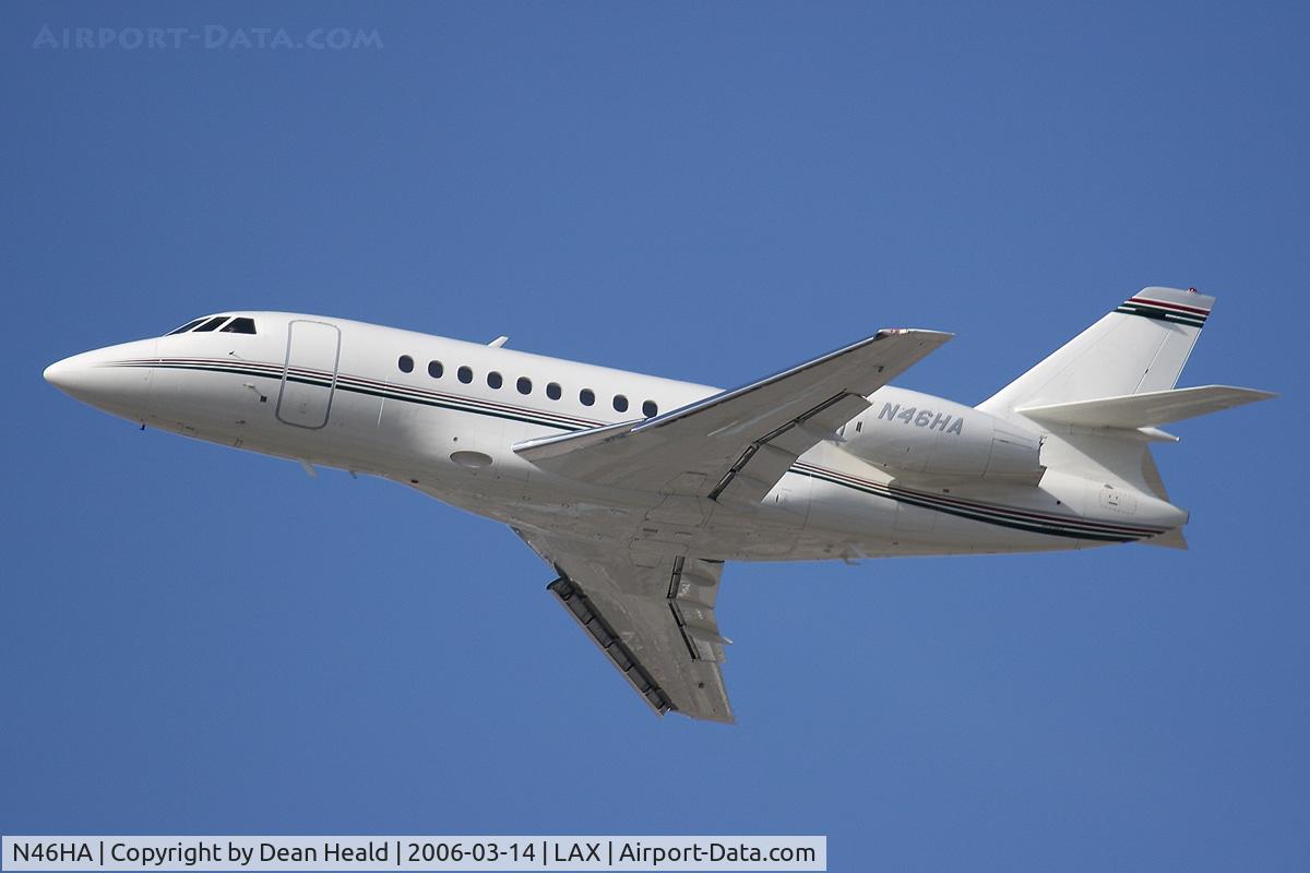 N46HA, 1999 Dassault Falcon 2000 C/N 91, Hawkaire - Dassault Falcon 2000EX - FLT HKI46 departing LAX RWY 25L enroute to Kansas City International Airport (KMCI) - Kansas City, Missouri.
