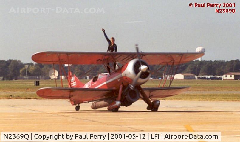 N2369Q, 1940 Waco UPF-7 C/N 5387, A great father-soon act, in the old color scheme.  Mr Franklin will be missed