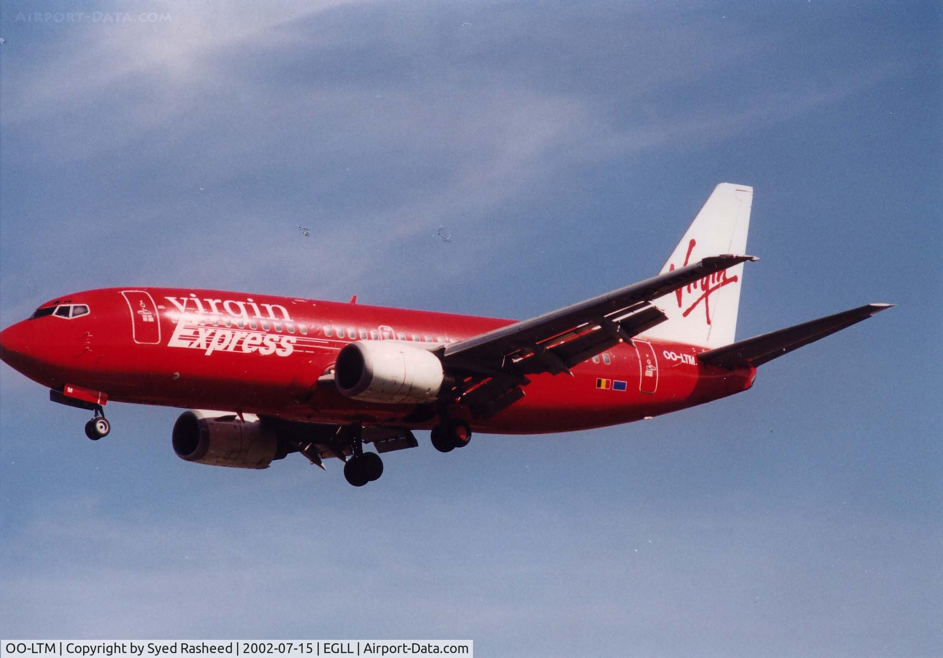 OO-LTM, 1991 Boeing 737-3M8 C/N 25070, Boeing 737 on finals Rwy 27L EGLL