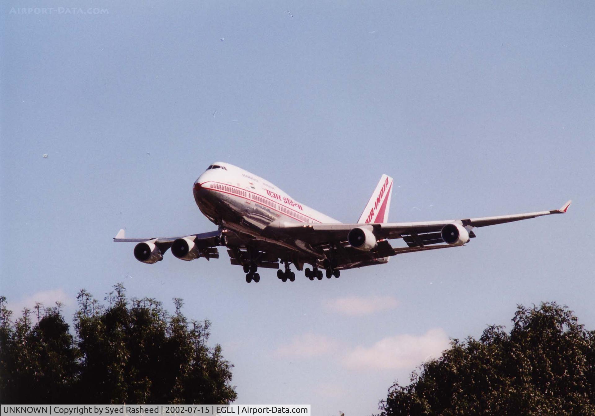 UNKNOWN, Boeing 747 C/N Unknown, Boeing B744 on finals Rwy 27L - air India
