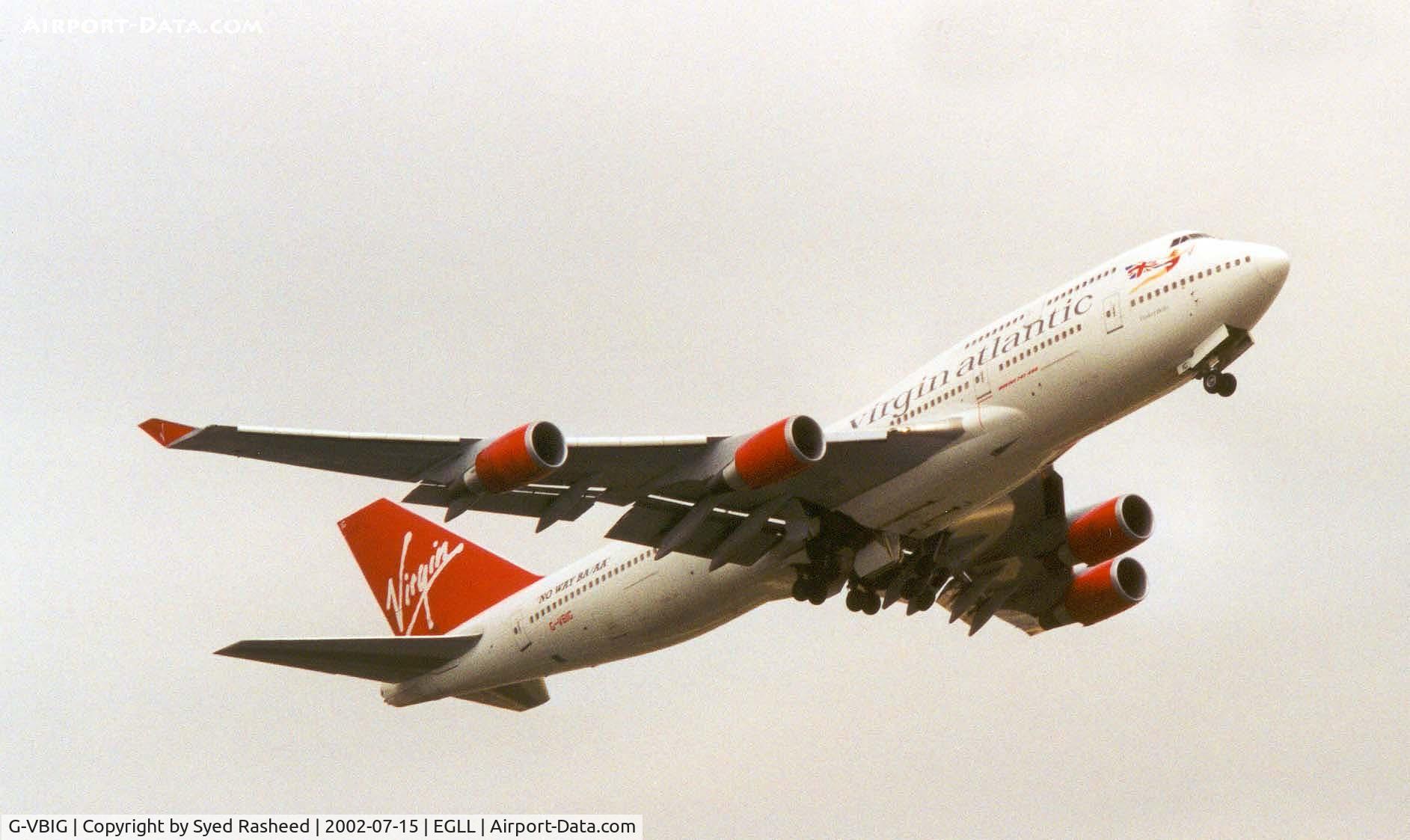 G-VBIG, 1996 Boeing 747-4Q8 C/N 26255, Virgin Atlantic - Departing rwy 09R