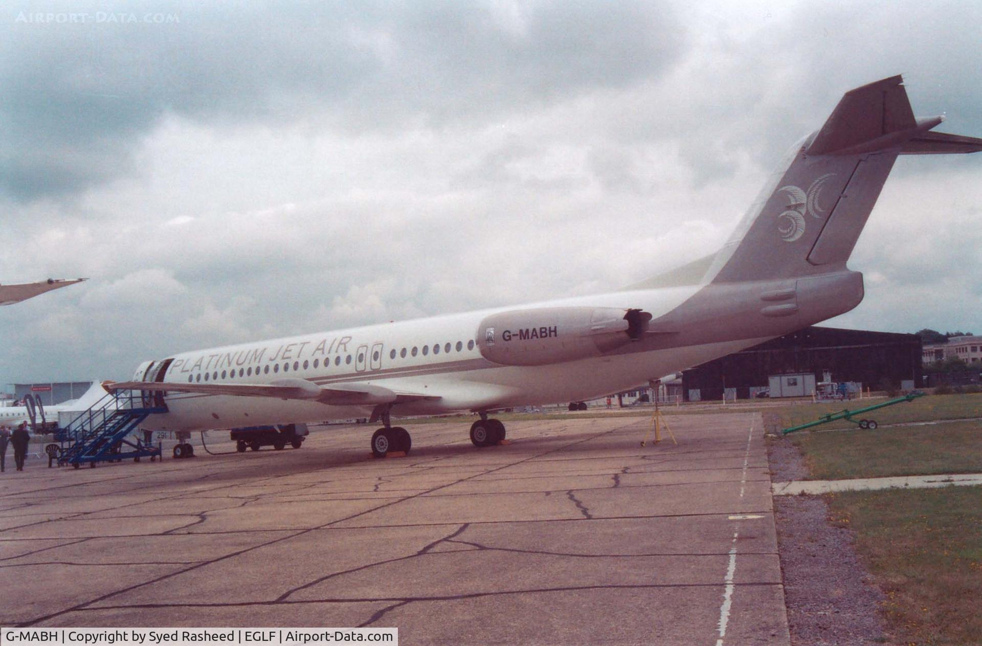 G-MABH, 1989 Fokker 100 (F-28-0100) C/N 11291, F-100 at Farnborough Air Show