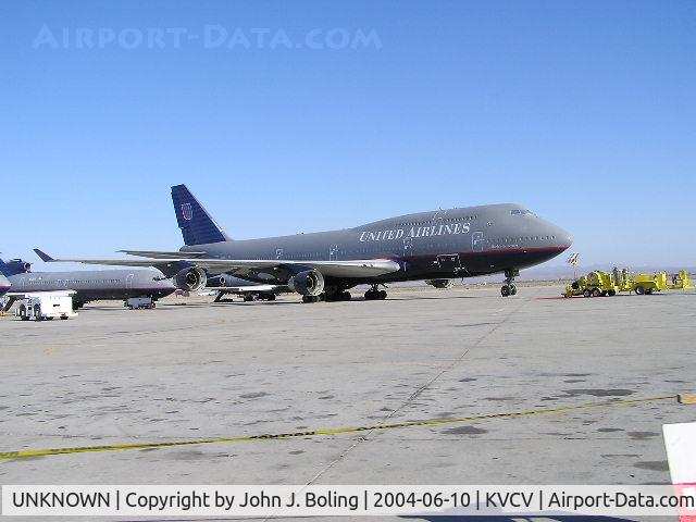 UNKNOWN, Boeing 747 C/N Unknown, Boeing 747-400 in United colors. In storage at KVCV, Note engines removed.