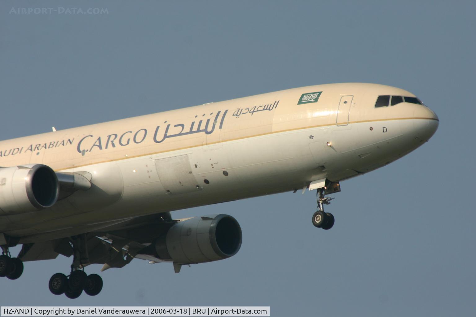 HZ-AND, 1997 McDonnell Douglas MD-11F C/N 48777, arrival of Saudi cargo on rnw 02