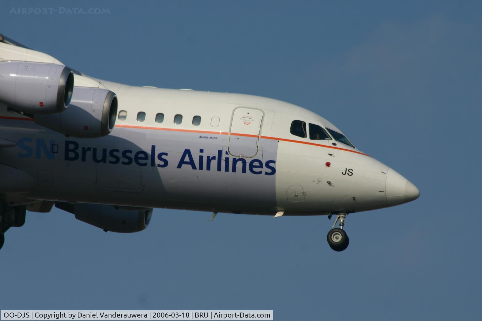 OO-DJS, 1996 British Aerospace Avro 146-RJ85 C/N E.2292, arrival of flight SN3188