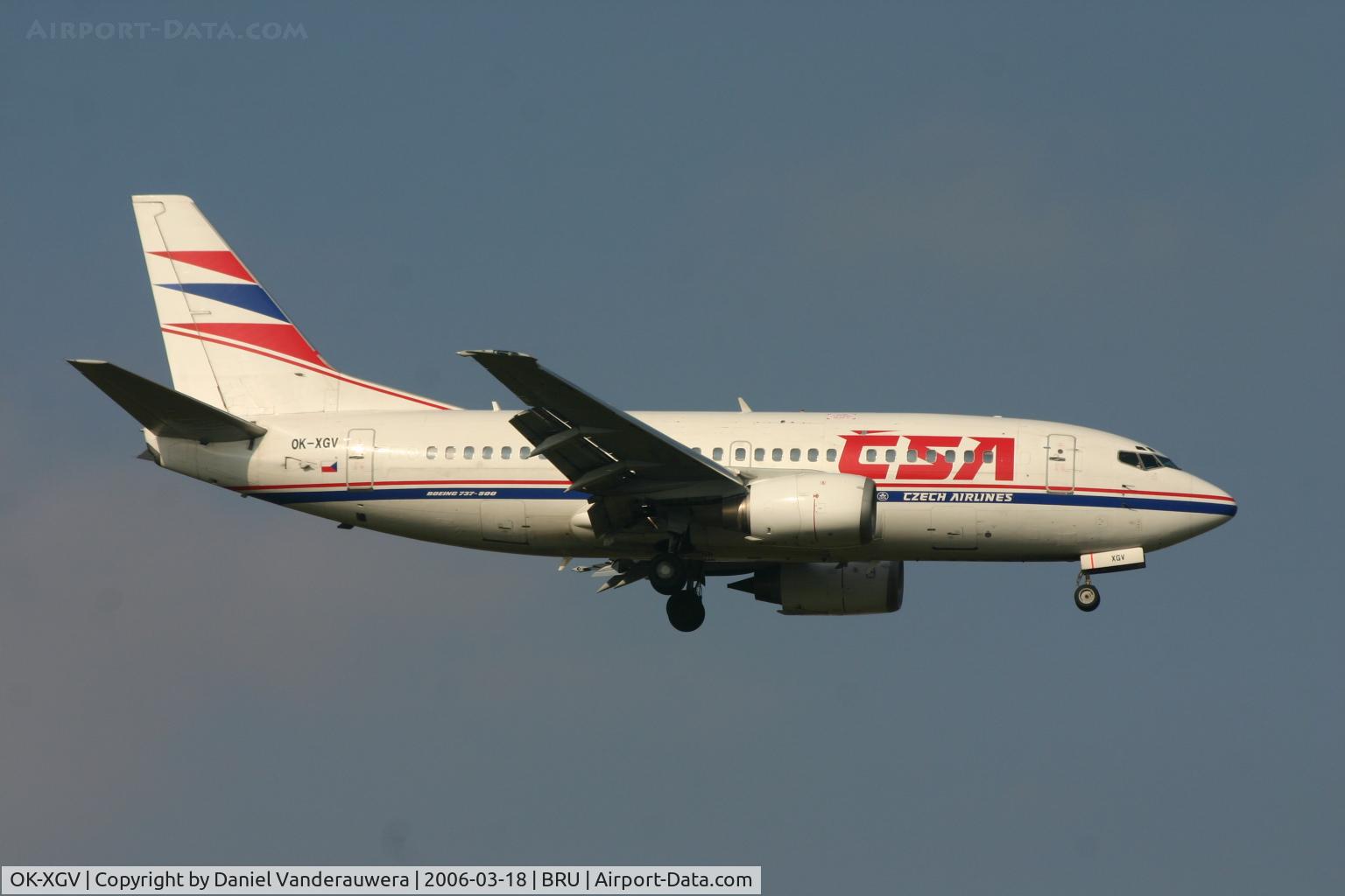 OK-XGV, 1992 Boeing 737-5H6 C/N 26445, arrival of flight OK630 from Praha