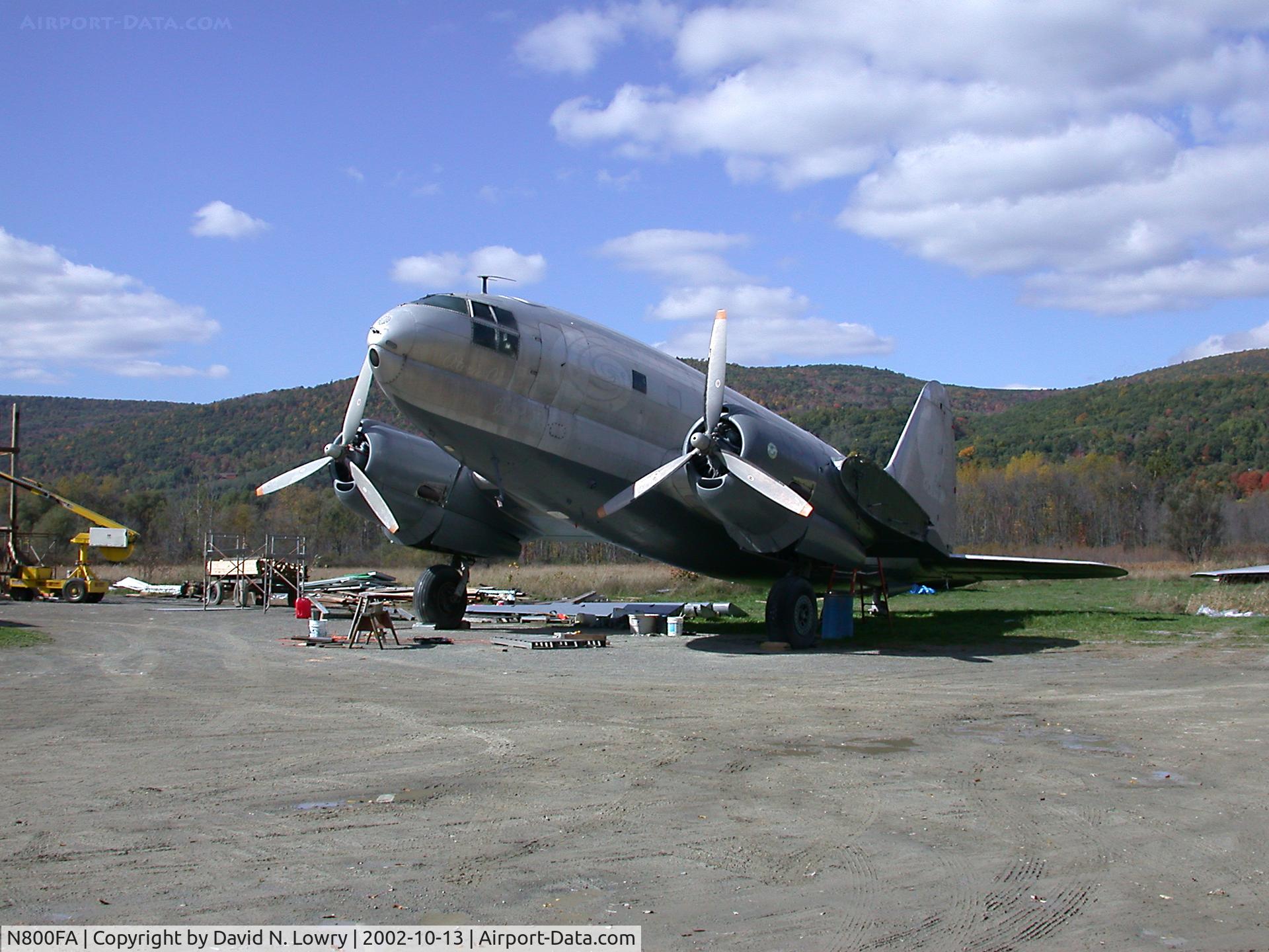 N800FA, 1944 Curtiss C-46F Commando C/N 22595, N800FA shortly after arrival at the Glenn Curtiss Museum.