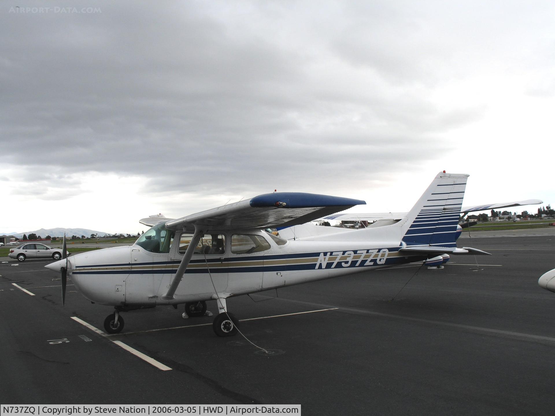 N737ZQ, 1974 Cessna 172N C/N 17269805, 2002 Cessna 172N at stormy Hayward Air Terminal, CA