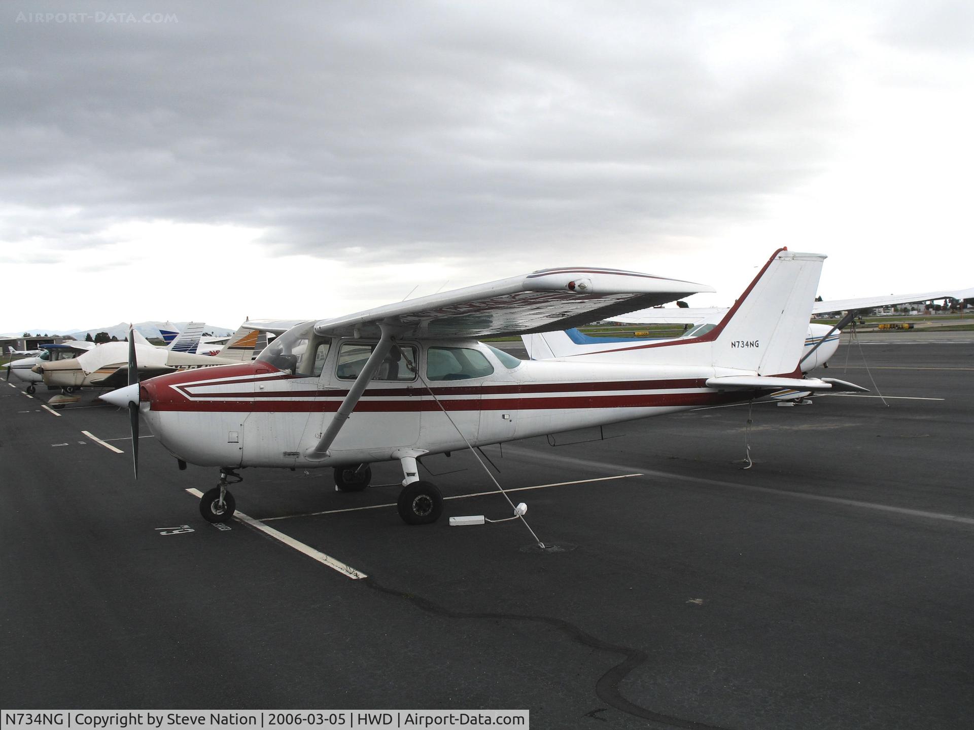 N734NG, 1977 Cessna 172N C/N 17268979, 1977 Cessna 172N at stormy Hayward Air Terminal, CA