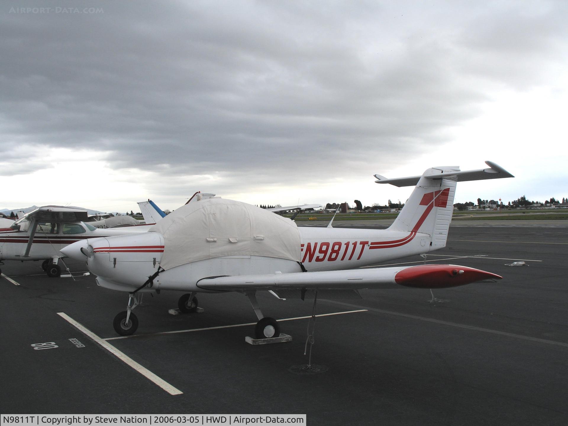N9811T, 1978 Piper PA-38-112 Tomahawk C/N 38-78A0213, 1978 Piper PA-38-112 at stormy Hayward Air Terminal, CA
