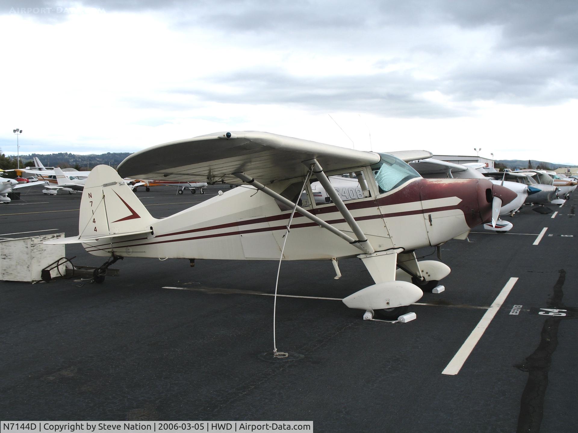 N7144D, 1957 Piper PA-22-150 C/N 22-5007, Piper PA-22-150 at stormy Hayward Air Terminal, CA