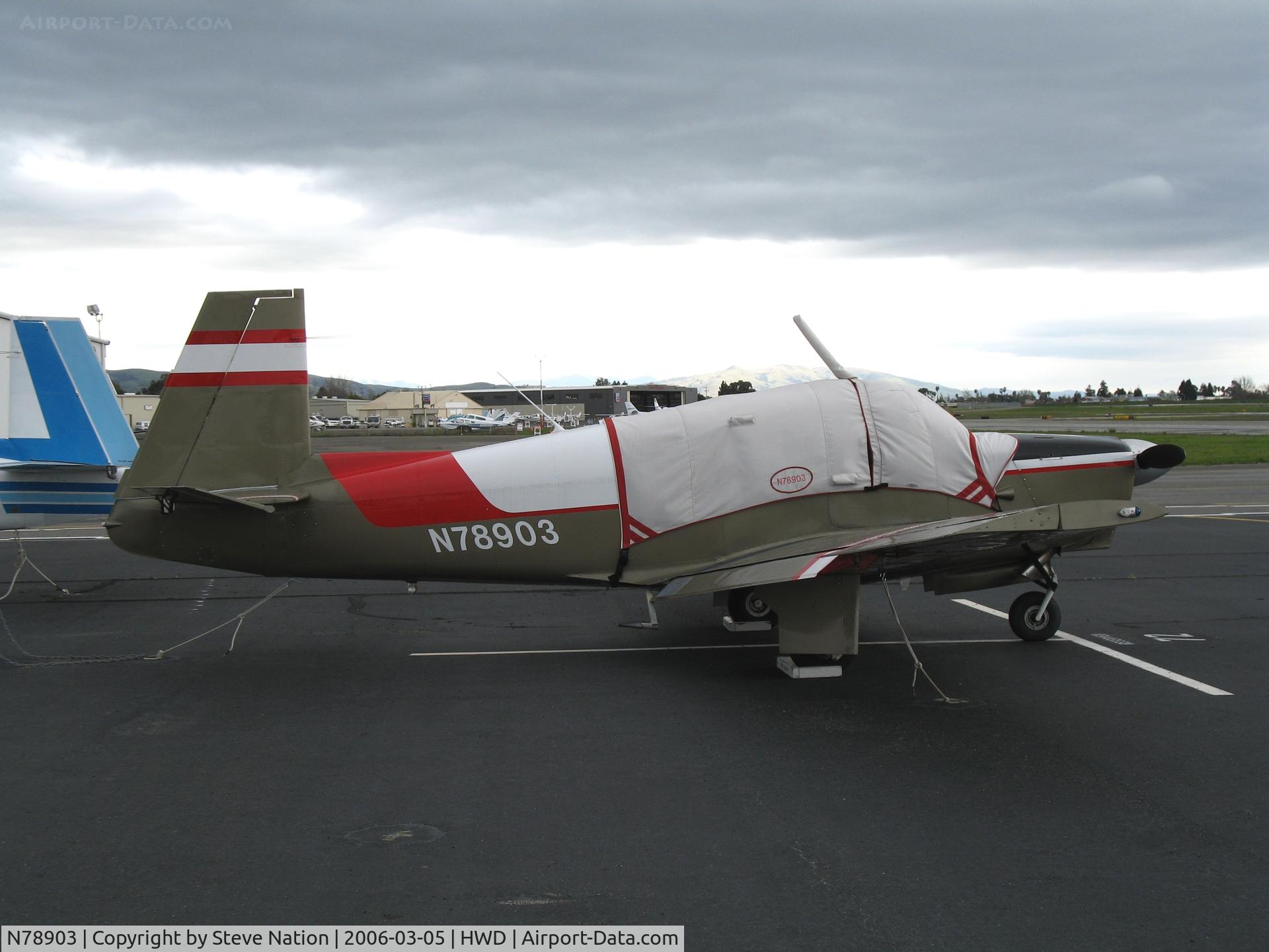 N78903, 1961 Mooney M20B Mark 21 C/N 1917, 1961 Mooney M20B at stormy Hayward Air Terminal, CA