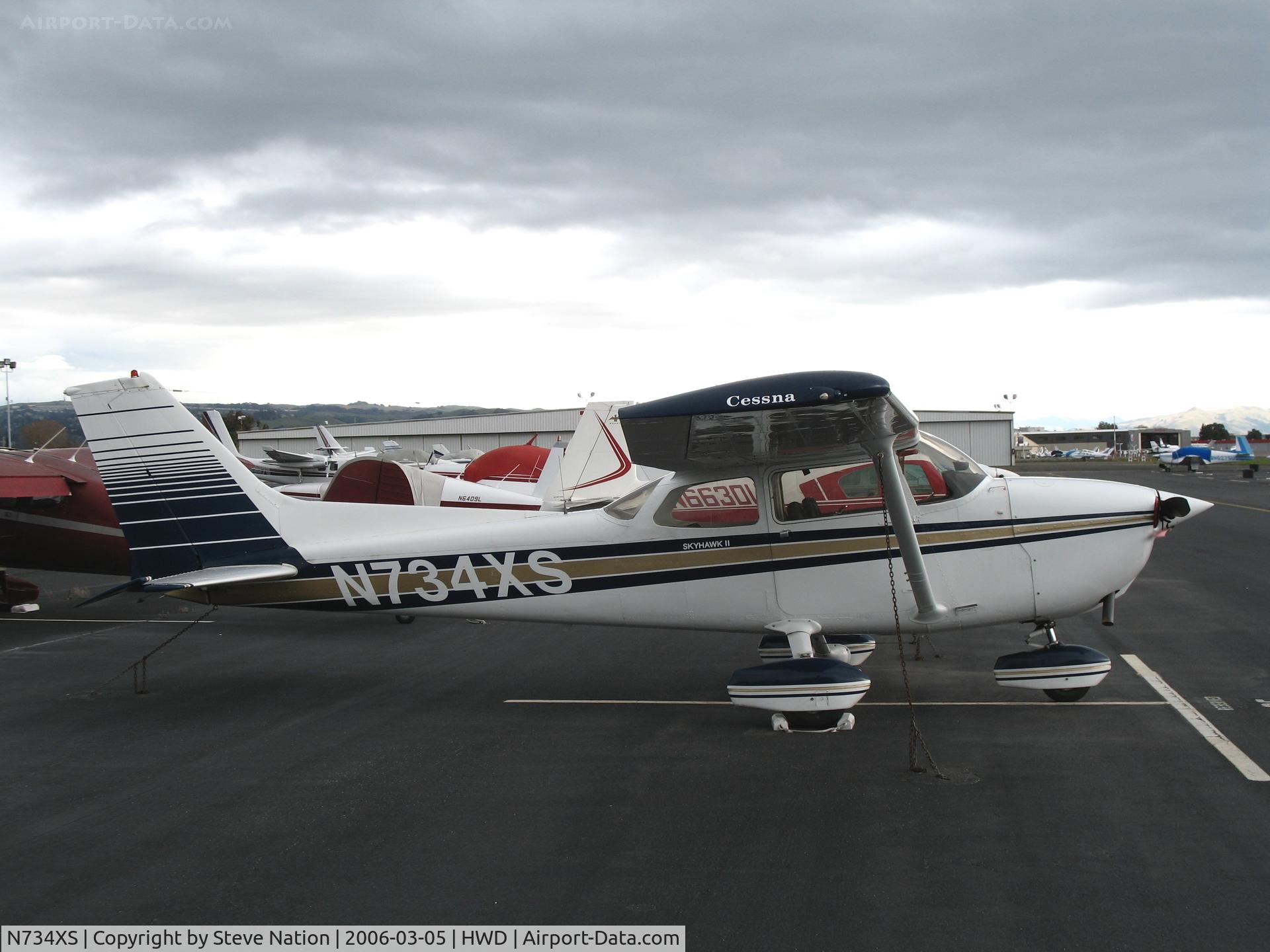 N734XS, 1977 Cessna 172N C/N 17269202, 1977 Cessna 172N at stormy Hayward Air Terminal, CA