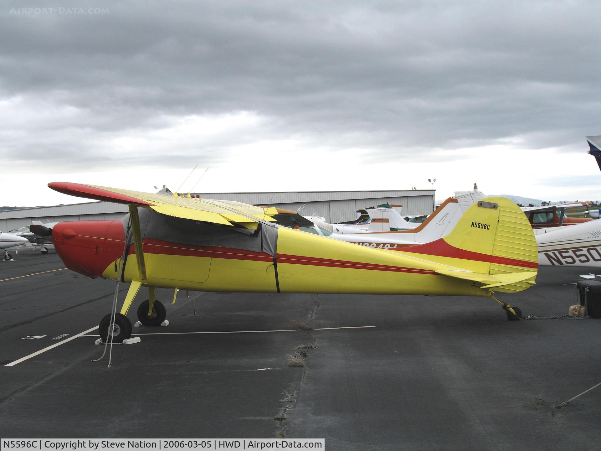 N5596C, 1950 Cessna 170A C/N 19650, Colorful 1955 Cessna 170A at stormy Hayward Air Terminal, CA