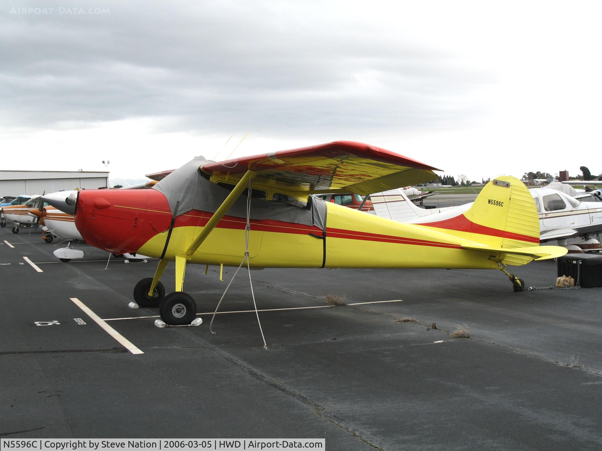 N5596C, 1950 Cessna 170A C/N 19650, Colorful 1955 Cessna 170A at stormy Hayward Air Terminal, CA
