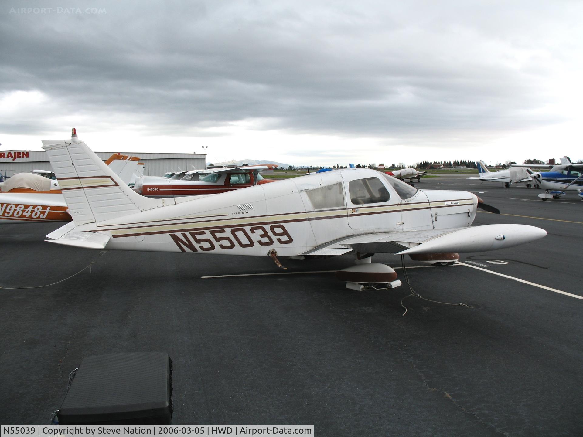 N55039, 1973 Piper PA-28-140 C/N 28-7325311, Piper PA-28-140 at stormy Hayward Air Terminal, CA