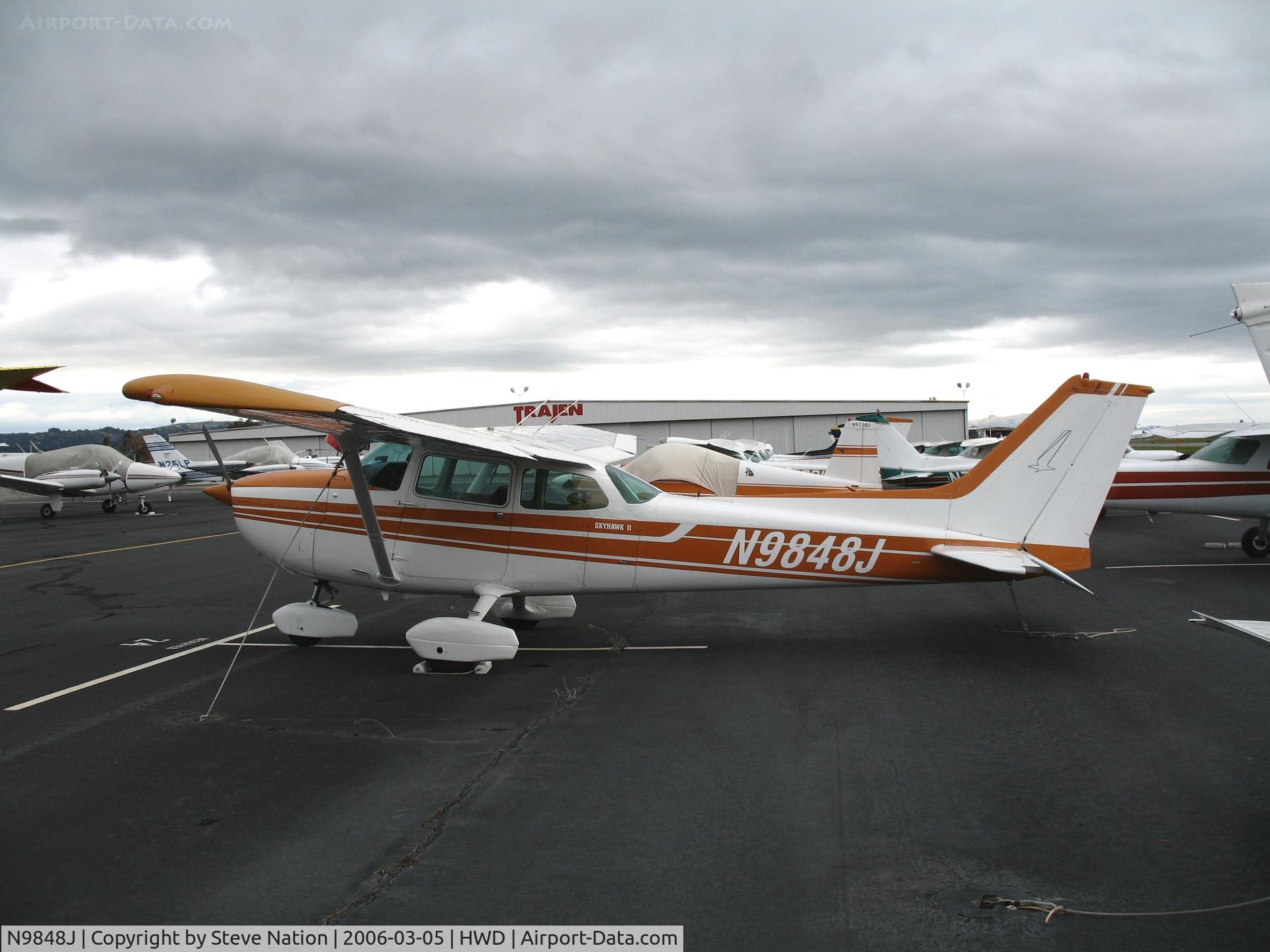 N9848J, 1980 Cessna 172N C/N 17273934, 1980 Cessna 172N at stormy Hayward Air Terminal, CA