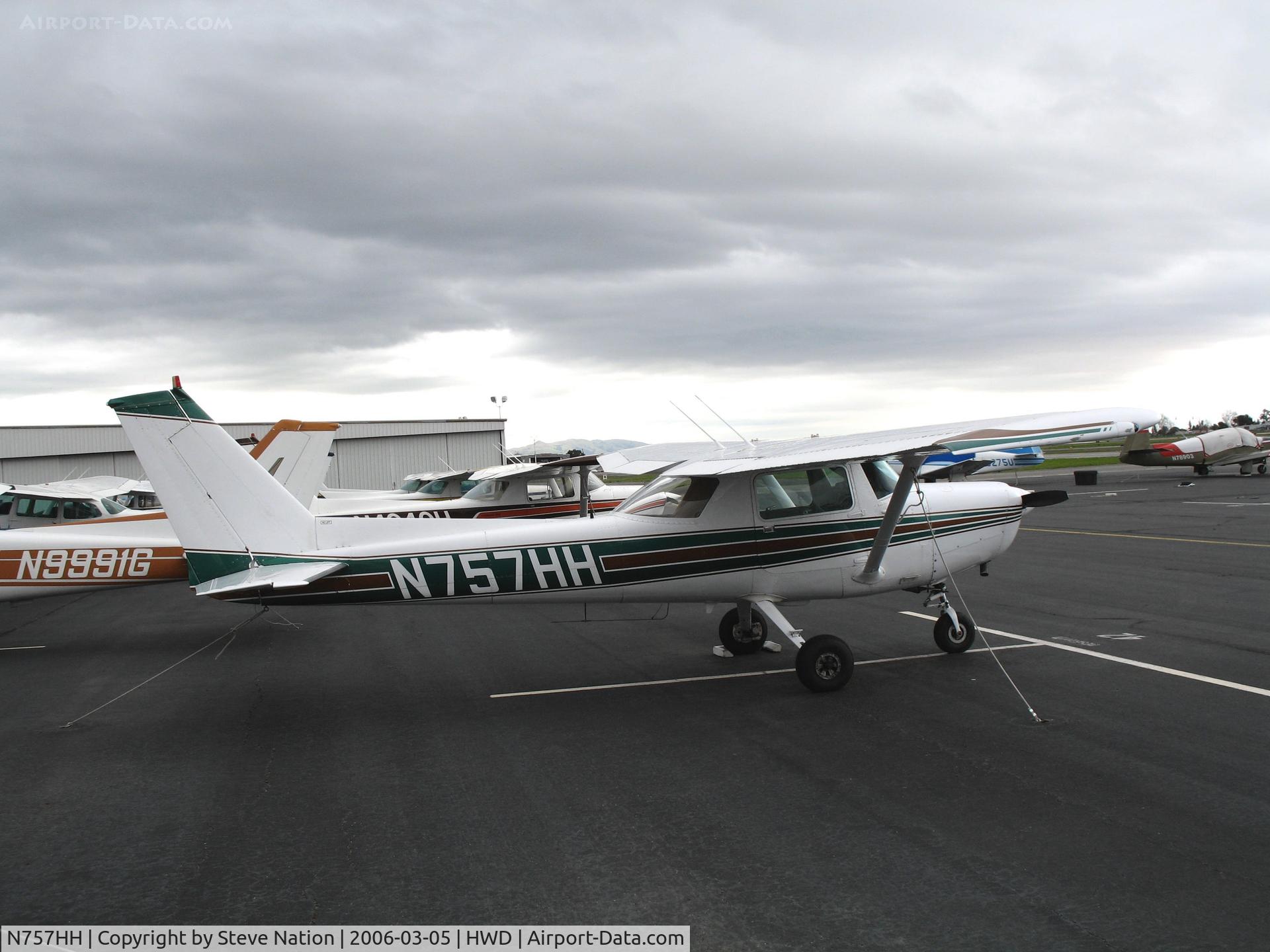 N757HH, 1977 Cessna 152 C/N 15279749, 1977 Cessna 152 at stormy Hayward Air Terminal, CA