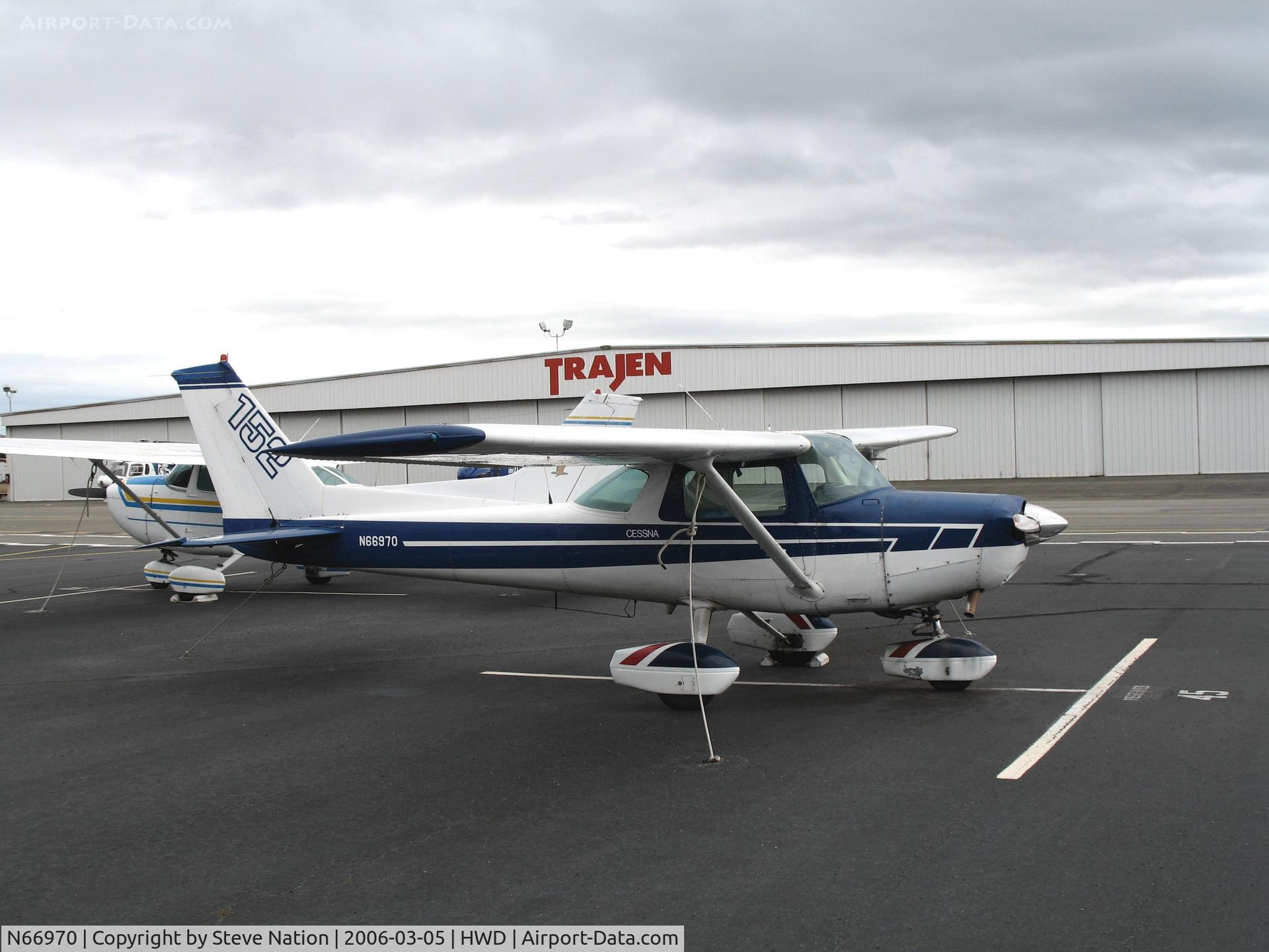 N66970, 1978 Cessna 152 C/N 15281696, 1978 Cessna 152 at stormy Hayward Air Terminal, CA