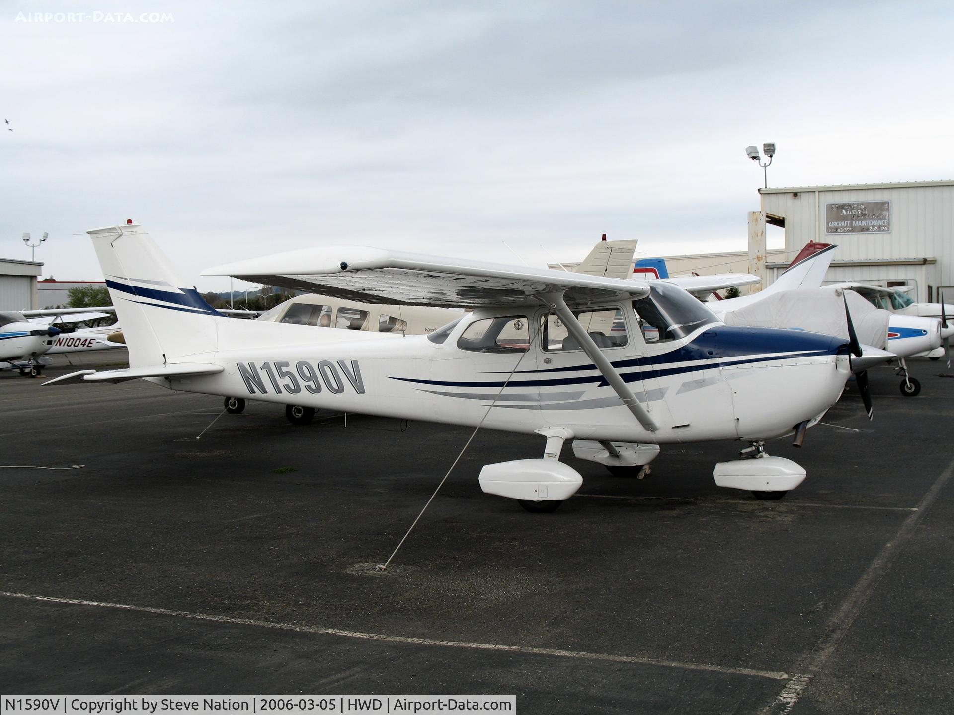 N1590V, 1974 Cessna 172M C/N 17263684, 1974 Cessna 172M at stormy Hayward Air Terminal, CA