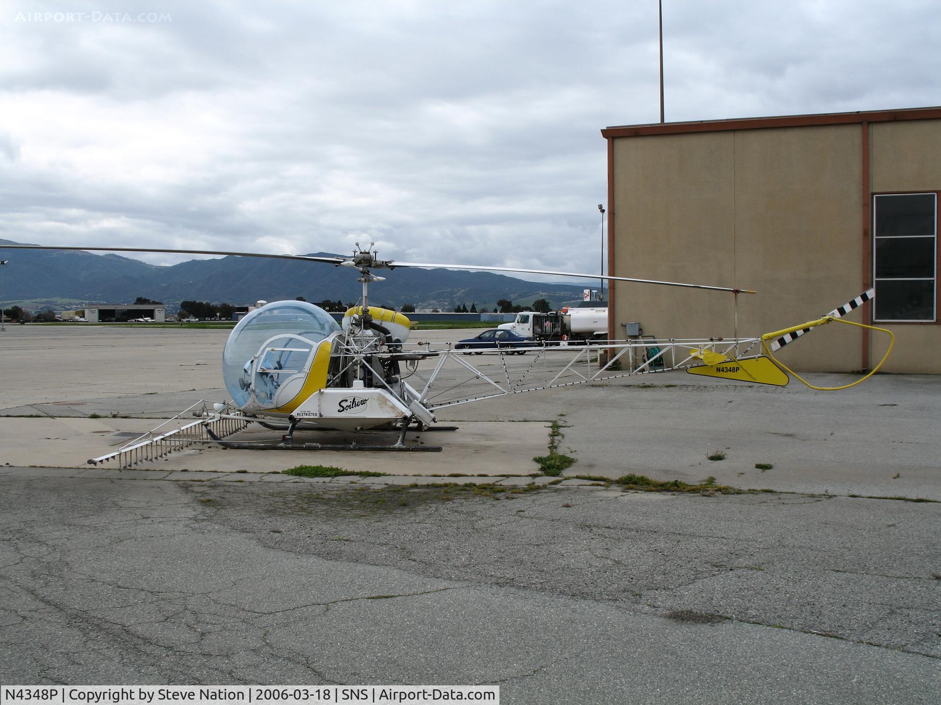 N4348P, Bell 47G-5A C/N 25059, Soilserv Bell 47G-5 sprayer at Salinas, CA