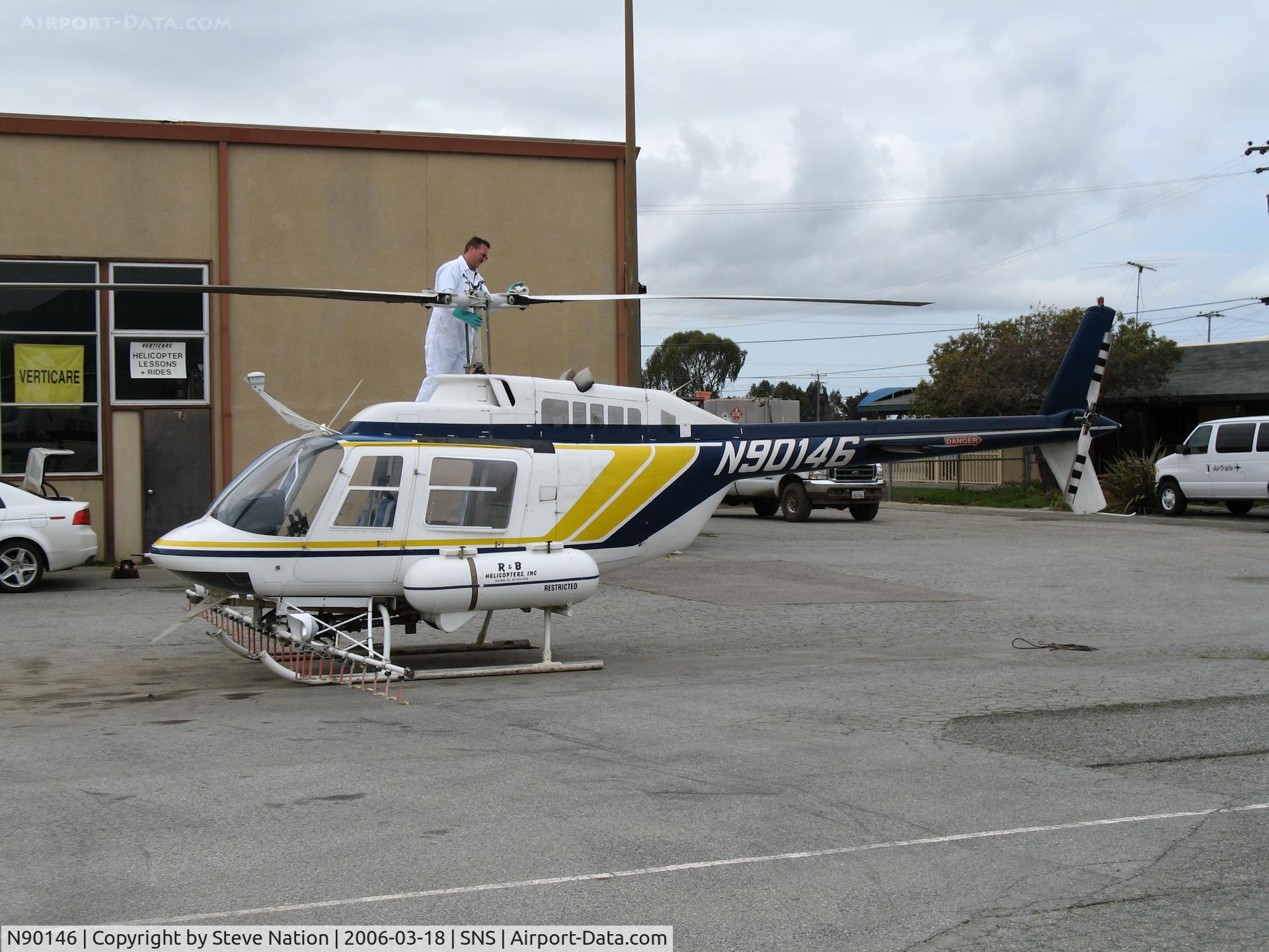 N90146, 1975 Bell 206B C/N 1614, R & B Helicopters 1975 Bell 206B sprayer at Salinas, CA