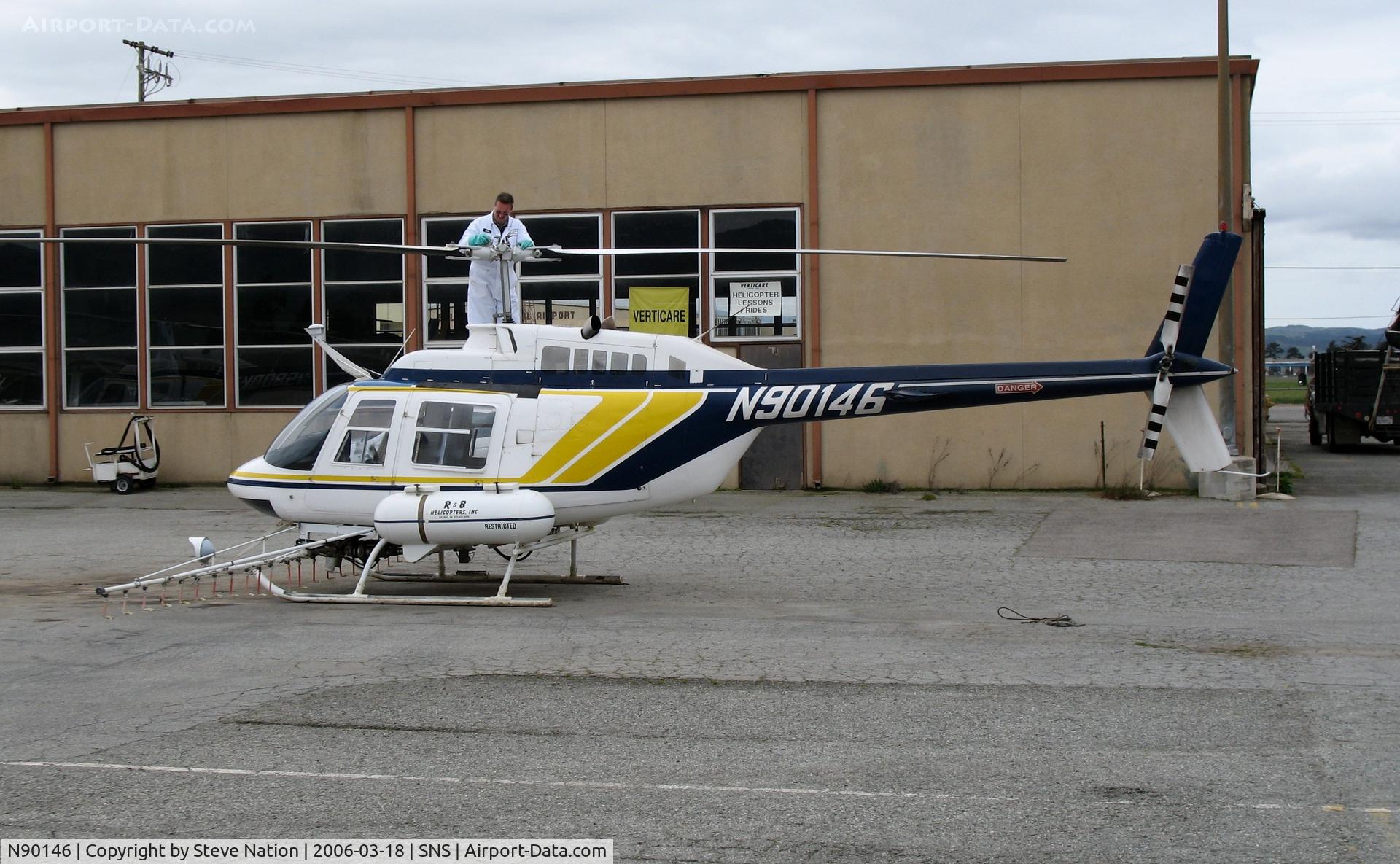 N90146, 1975 Bell 206B C/N 1614, R & B Helicopters 1975 Bell 206B sprayer at Salinas, CA