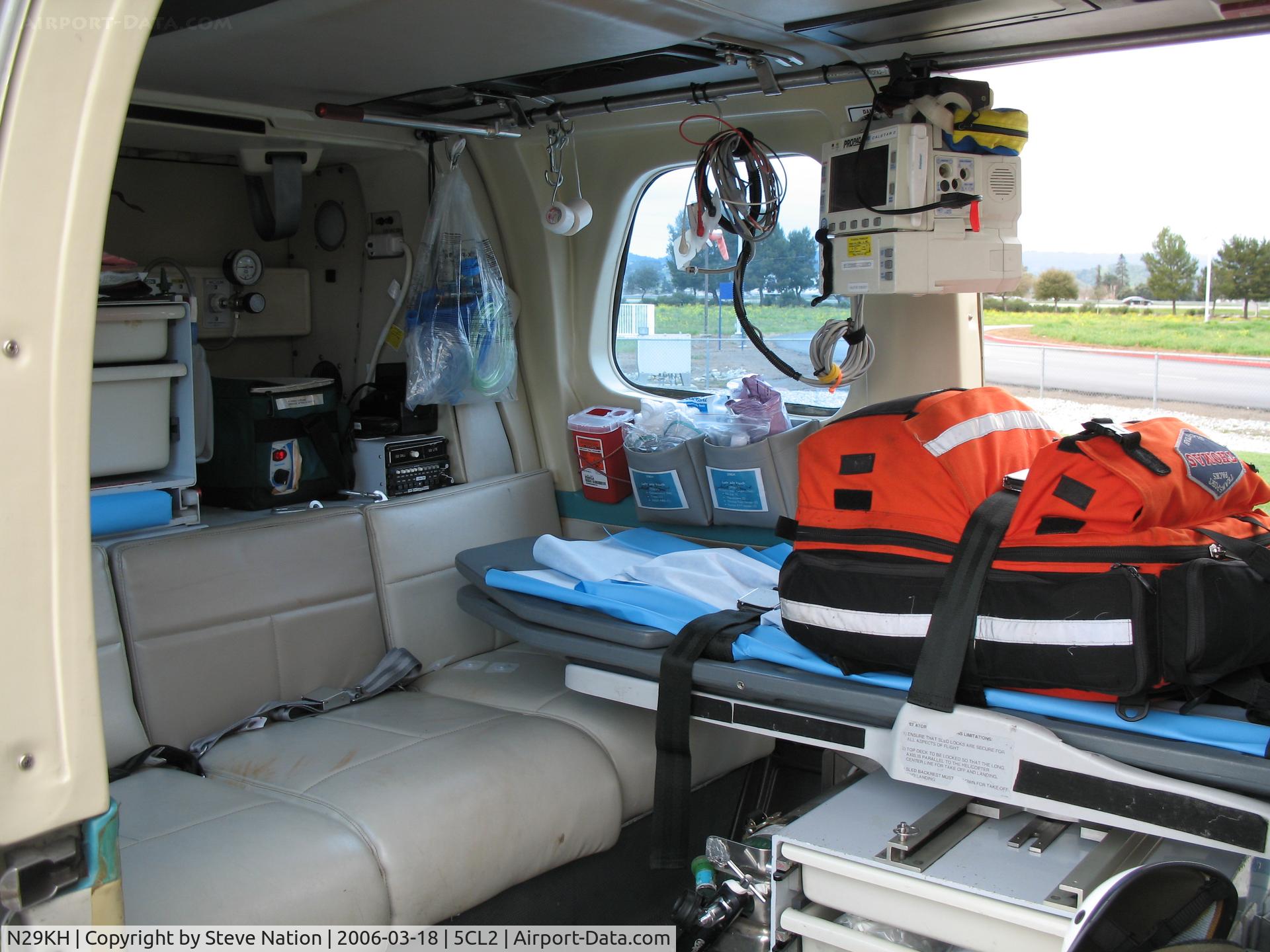N29KH, 1981 Bell 222 C/N 47053, Close-up of CALSTAR 1981 Bell 222 cabin