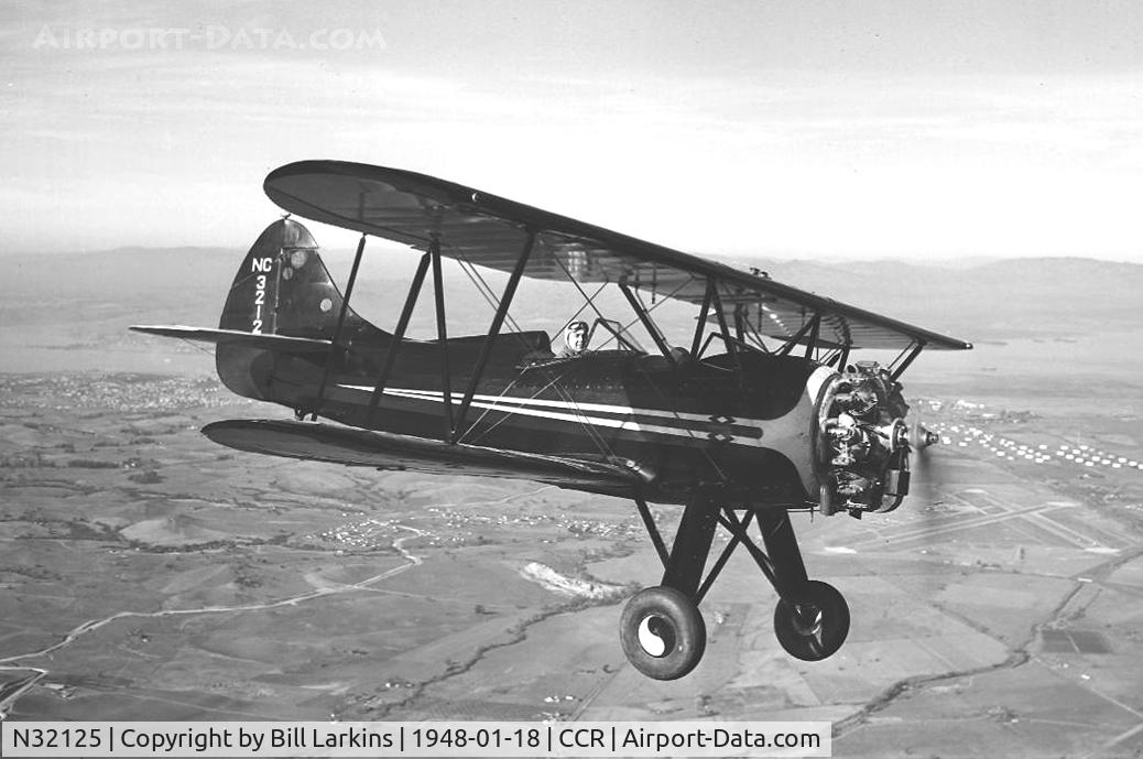 N32125, 1941 Waco UPF-7 C/N 5757, Over Concord, California