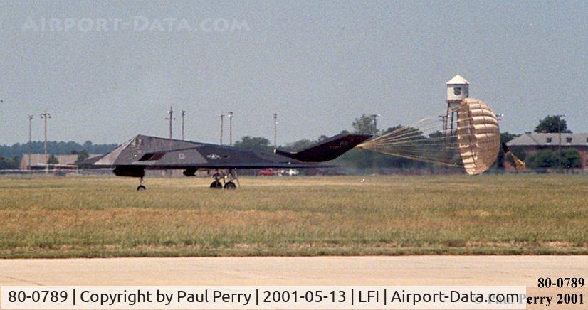 80-0789, 1980 Lockheed F-117A Nighthawk C/N A.4014, Deploying the chute to slow down, since she has no airbrakes