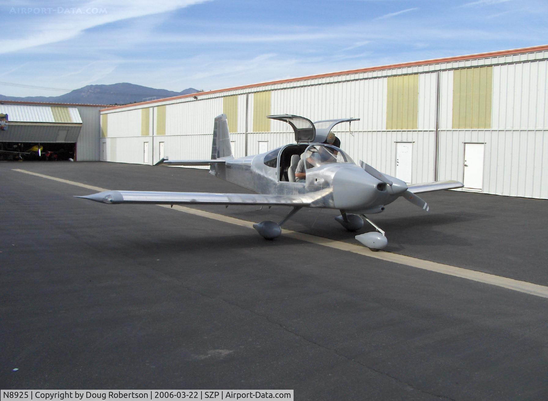 N8925, 2006 Vans RV-10A C/N 003, Lee Tracy Saylor LT3 VAN'S RV-10A 4 place, Lycoming IO-540 300 Hp, Preflight for second flight from construction, aircraft not painted yet