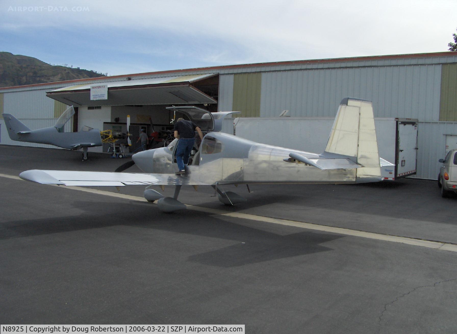 N8925, 2006 Vans RV-10A C/N 003, Lee Tracy Saylor LT3 VAN'S RV-10A 4 place, Lycoming IO-540 300 Hp, preflight for second flight from construction, aircraft not painted yet