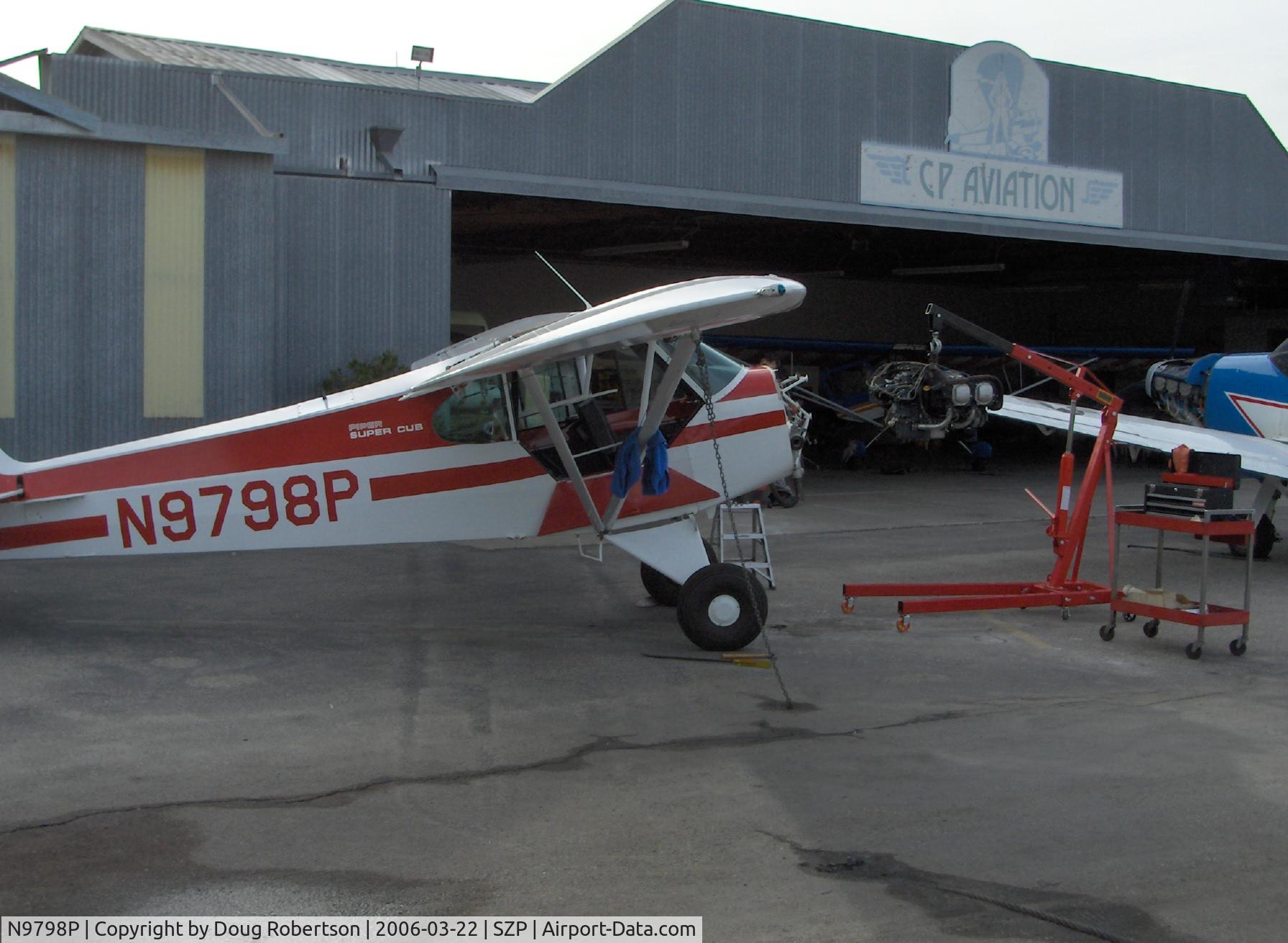 N9798P, 1976 Piper PA-18-150 Super Cub C/N 18-7609031, 1976 Piper PA-18 SUPER CUB, Lycoming O-320 engine removal for severe prop strike under power