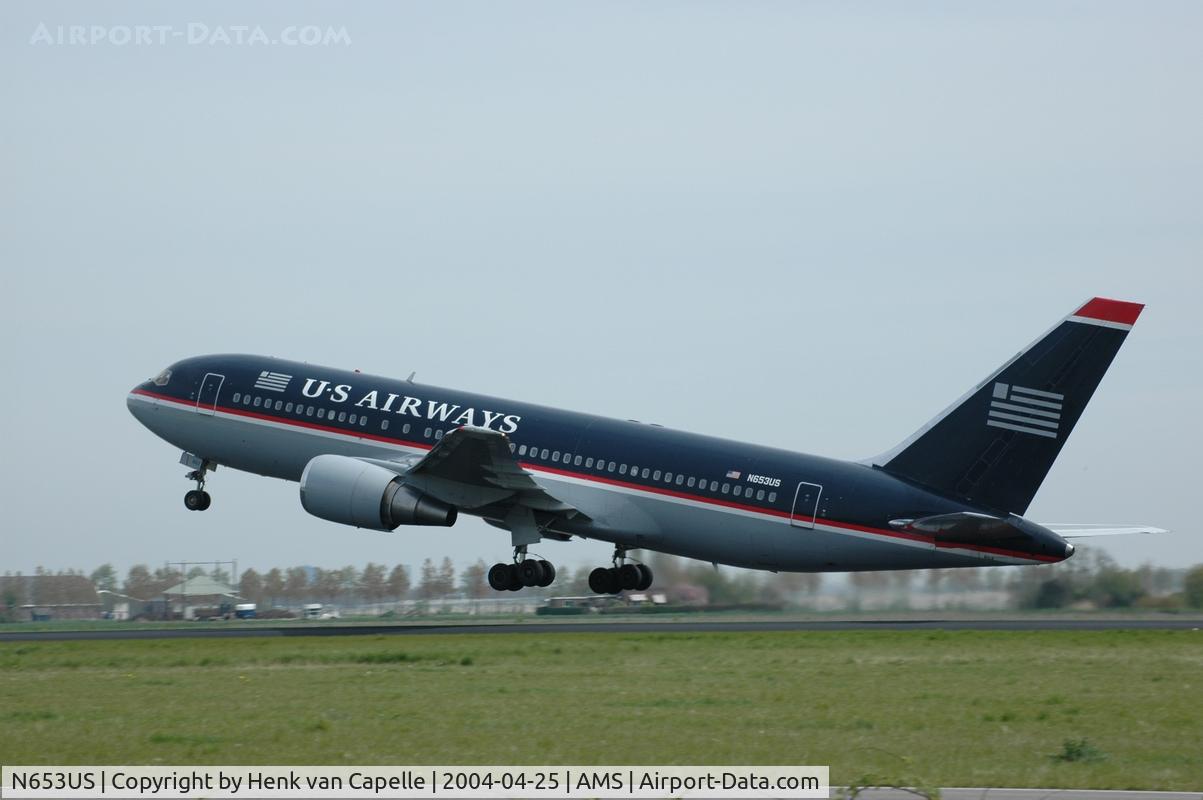 N653US, 1990 Boeing 767-2B7 C/N 24894, Taking off from Schiphol airport.