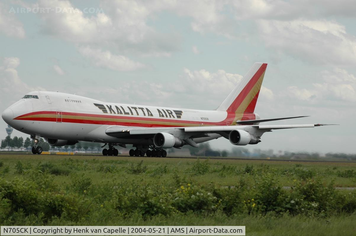N705CK, 1974 Boeing 747-246F C/N 21034, Kalitta Air Boeing 747 freighter at Schiphol airport.