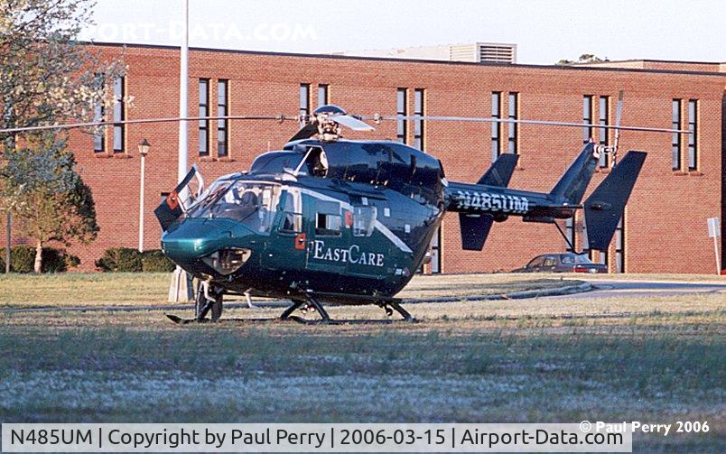 N485UM, Eurocopter-Kawasaki BK-117A-4 C/N 7129, Parked at Hertford County High School, the LZ for Ahoskie