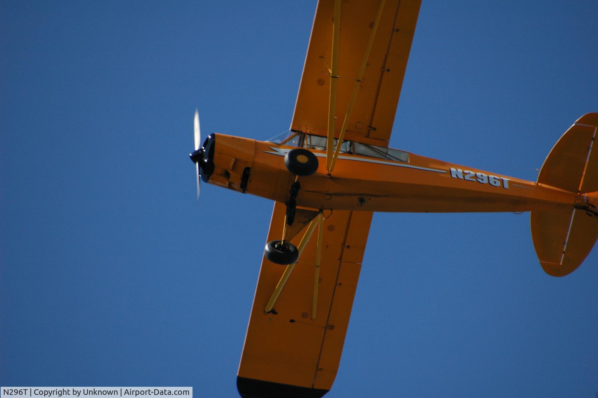 N296T, 1953 Piper PA-18-105 SPECIAL C/N 18-2410, Flying over Calhoun Couty Airport