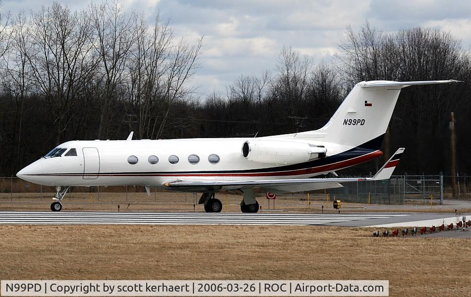 N99PD, 1980 Gulfstream American G-1159A Gulfstream III C/N 314, departing ROC for LGA then to BNA