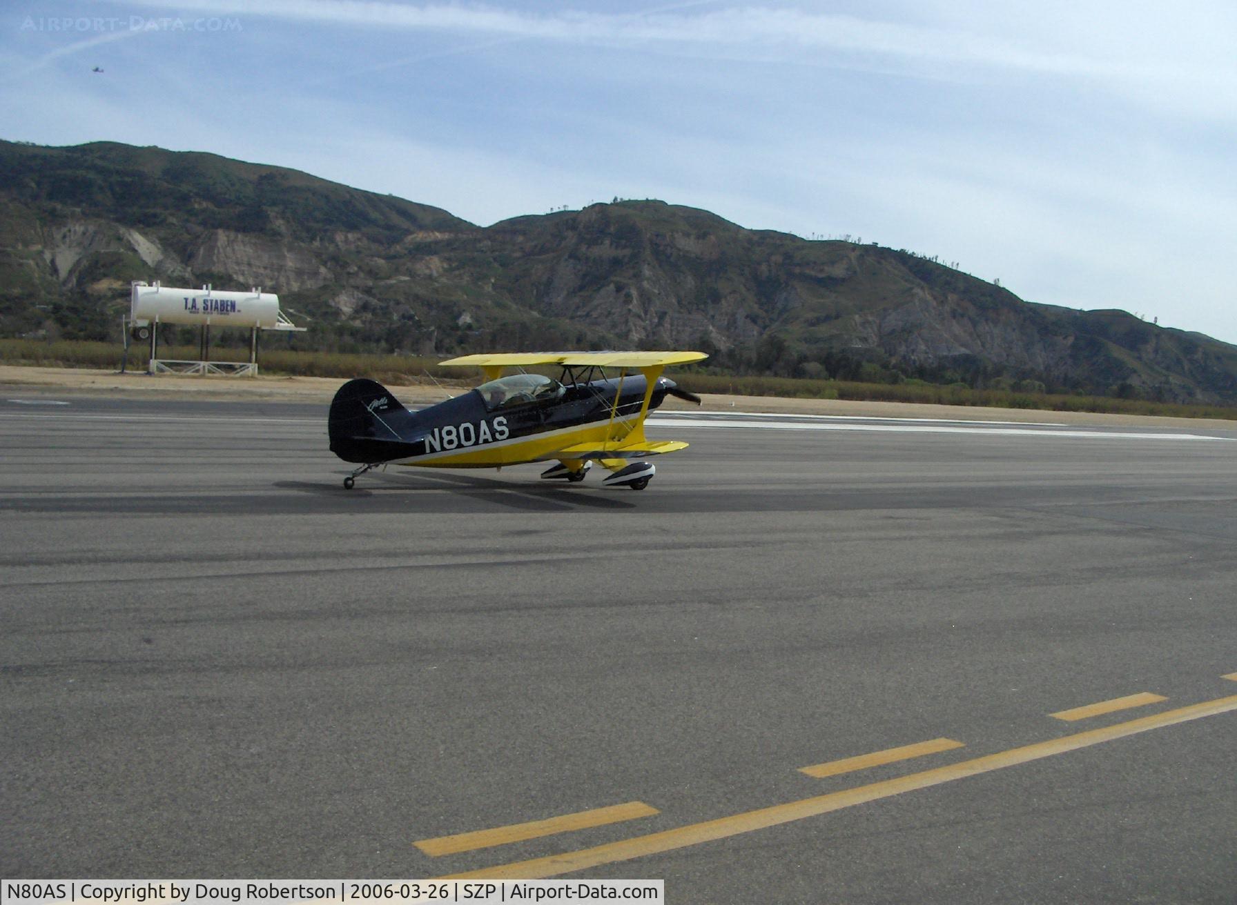N80AS, 1992 Pitts S-2B Special C/N 5244, 1992 Pitts Aerobatics S-2B, Lycoming AEIO-540, Std.class, taxi to hanger after landing Runway 22