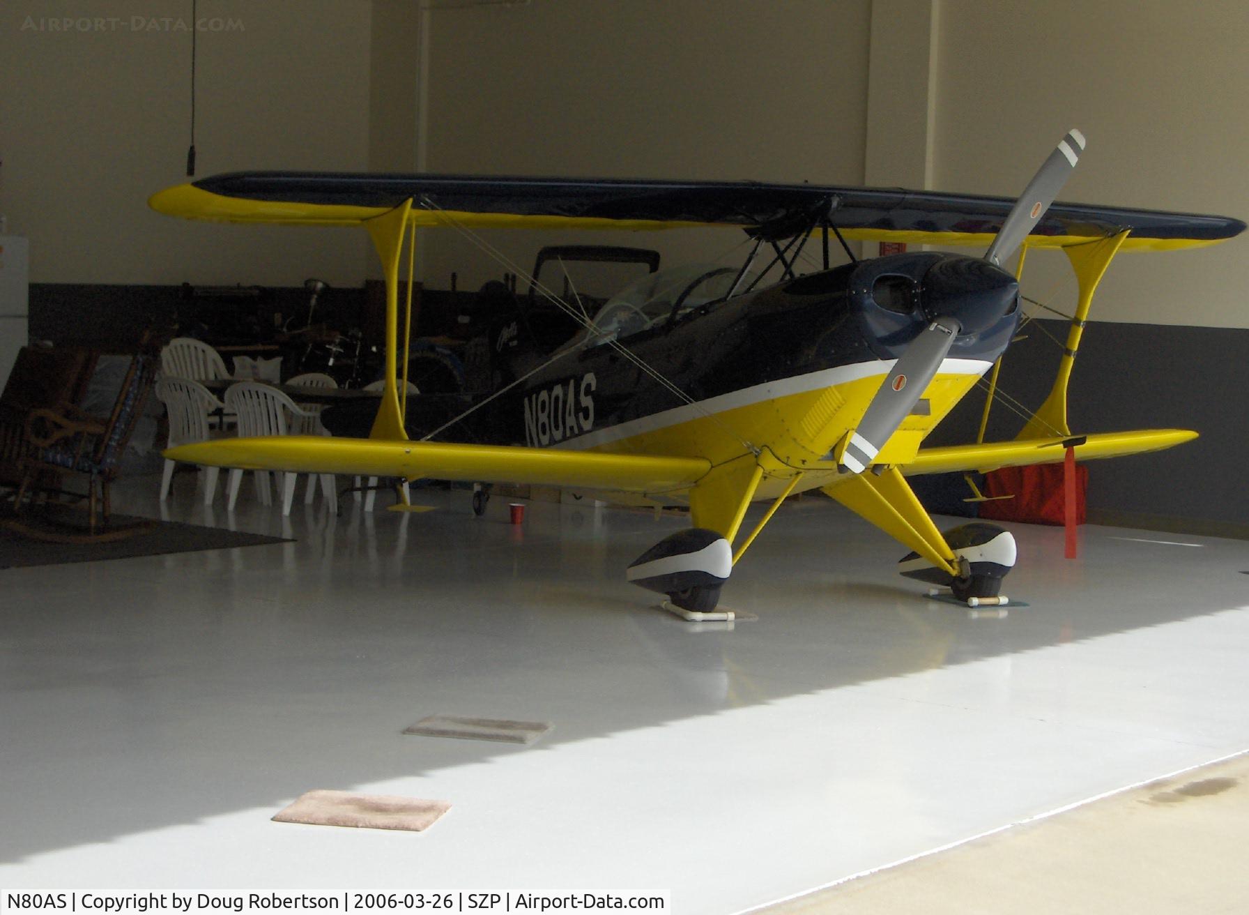 N80AS, 1992 Pitts S-2B Special C/N 5244, 1992 Pitts Aerobatics S-2B, Lycoming AEIO-540, Std. class, back in hangar