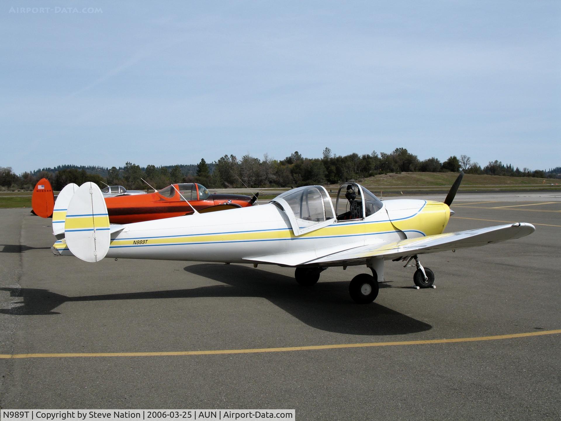 N989T, 1966 Alon A2 Aircoupe C/N A-87, 1966 Alon A2 (Eurcoupe) at Auburn Municipal Airport, CA in morning