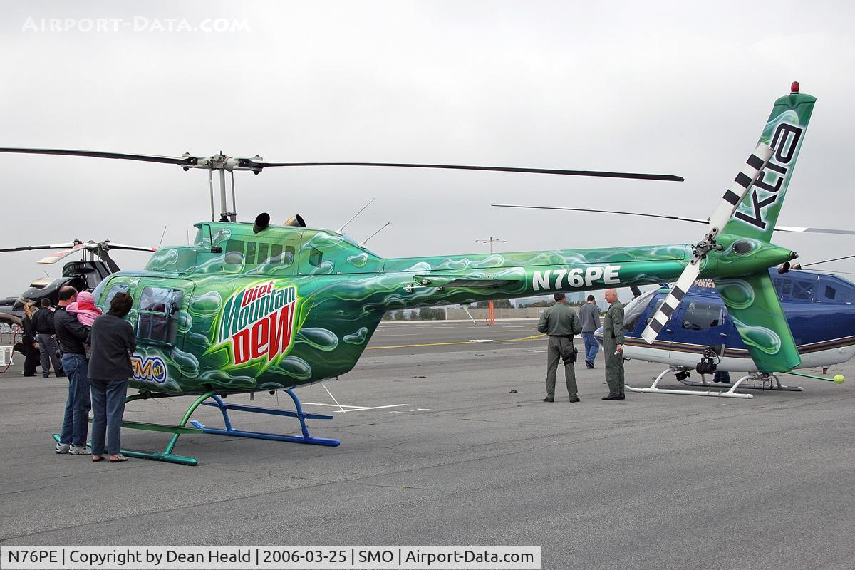 N76PE, 1975 Bell 206B C/N 1818, Mountain Dew side of the KIIS FM / KTLA helicopter at Santa Monica Airport (KSMO).