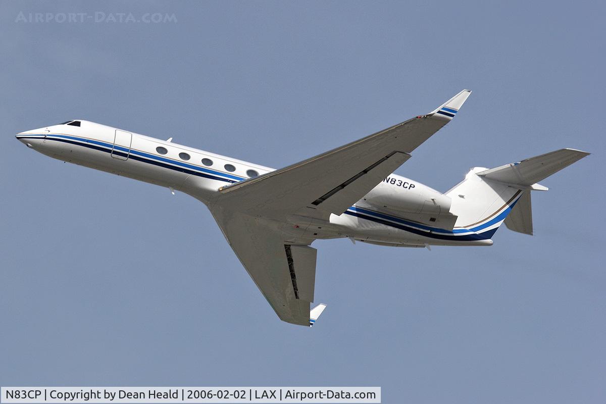 N83CP, 2001 Gulfstream Aerospace G-V C/N 635, Pfizer Inc (2001 Gulfstream Aerospace G-V) - N83CP - departing LAX RWY 25L.