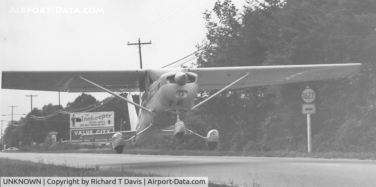 UNKNOWN, Miscellaneous Various C/N unknown, 1985 Plane ran out of fuel and landed and took off  West of Danville Va.on Rt58 in front of the Innkeeper Corporate offices.