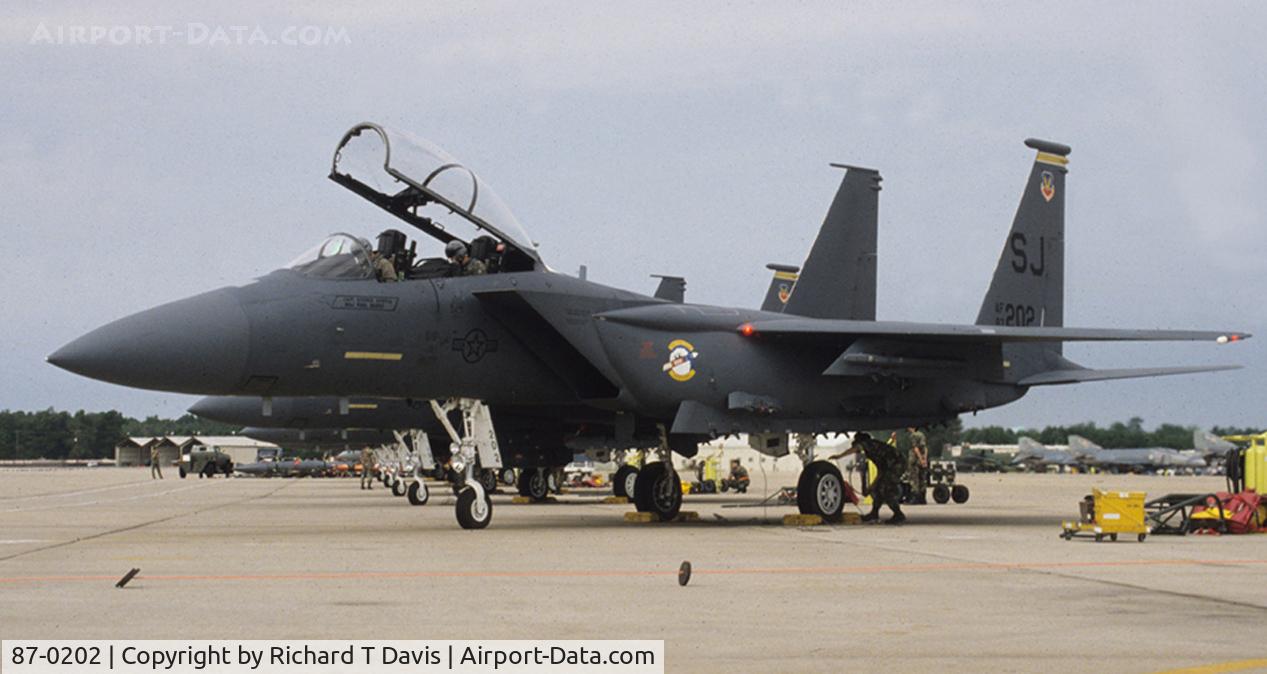 87-0202, 1987 McDonnell Douglas F-15E Strike Eagle C/N 1067/E042, F15E's 4th FW Seymour Johnson AFB N.C.